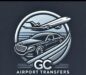 Logo for GC Airport Transfers featuring a luxury black sedan and airplane, symbolizing premium Gold Coast airport transfer services.