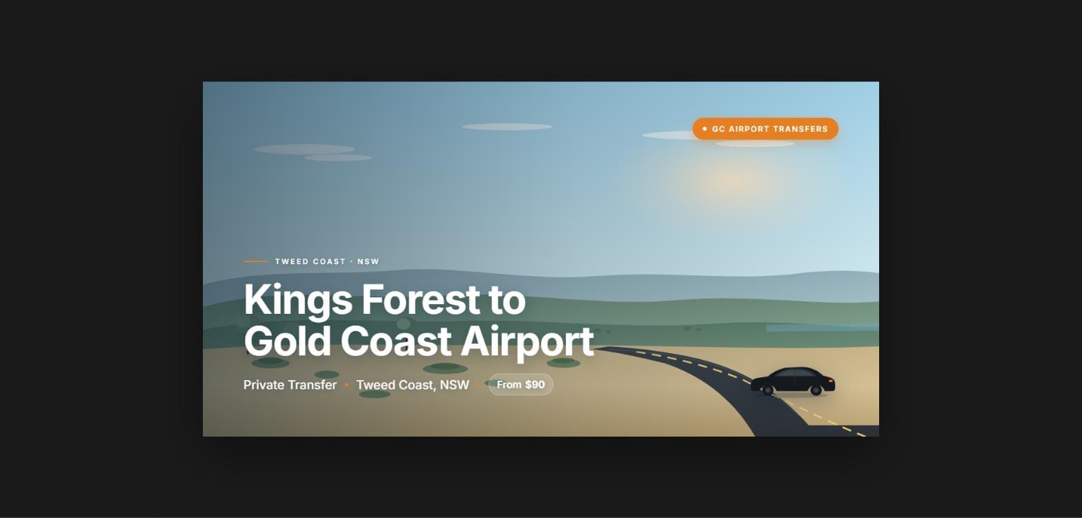 Kings Forest to Gold Coast Airport private airport transfer